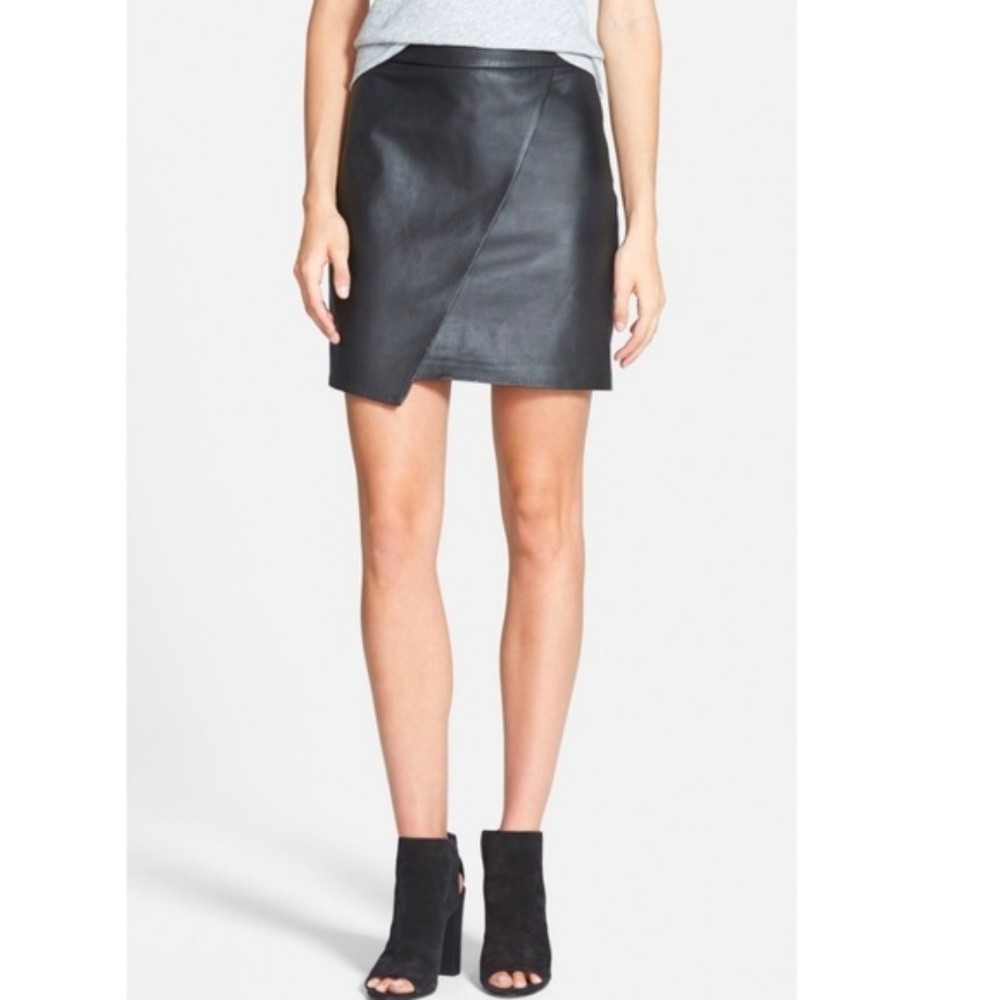 Madewell Leather Wrap Front Skirt